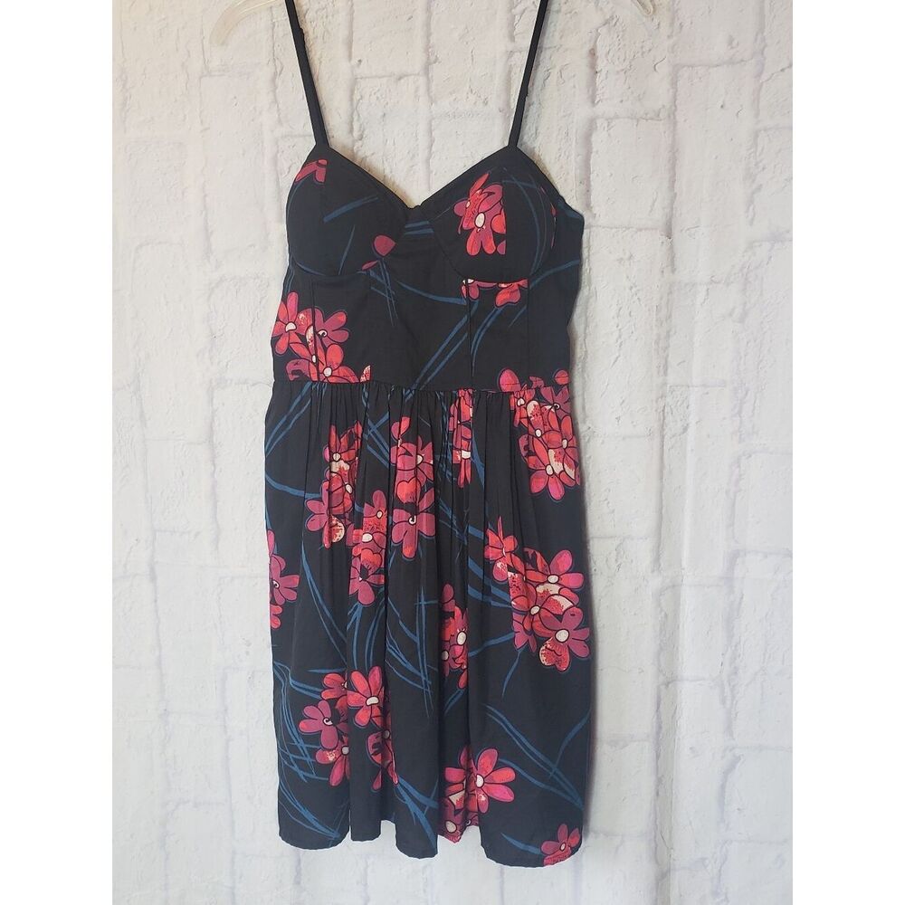 BOG COLLECTIVE Spaghetti Strap Bustier Floral Mini Dress Medium
